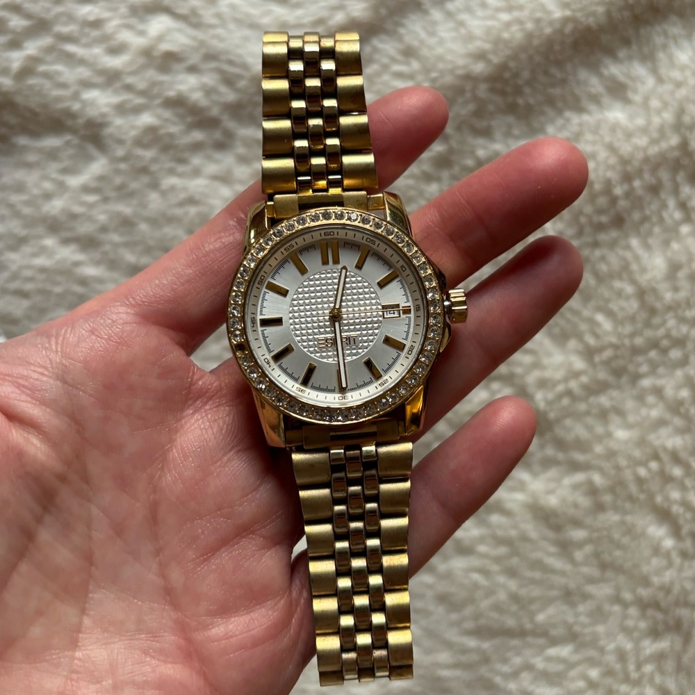 Esprit Gold Tone Bracelet Watch with White Dial